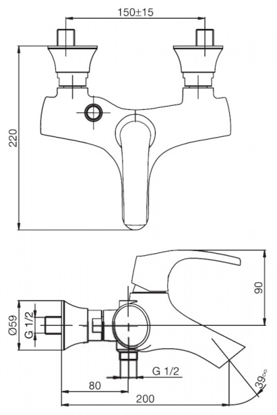 Смеситель для ванны с душем Jacob Delafon Symbol E71680-CP фото