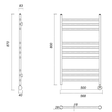 Полотенцесушитель электрический Domoterm Медея Медея П10 500х800 АБР ER фото