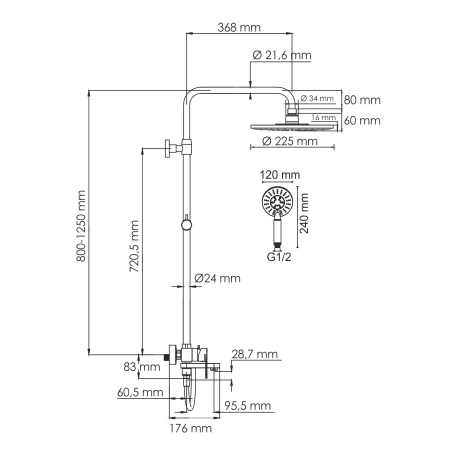 Душевая система (стойка) WasserKRAFT A185.067.058.WM белая матовая фото