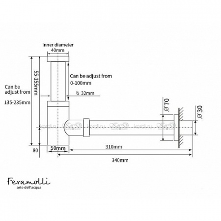 Круглый сифон для раковины Feramolli BL087 фото