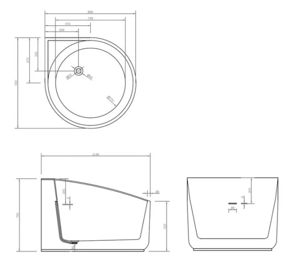 Ванна акриловая Abber AB9305 95x95 фото
