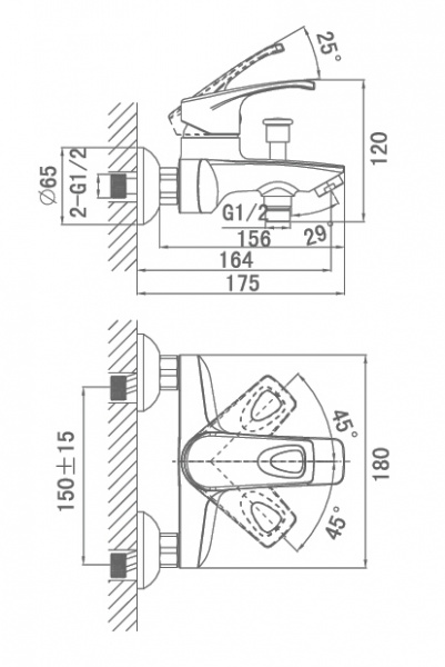 Смеситель для ванны с душем D&K Erlangen Bayern DA1183201 фото