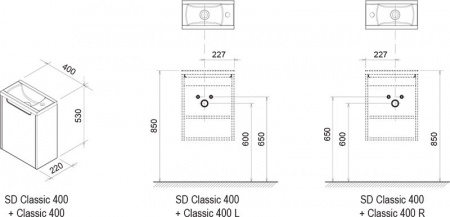 Тумба с раковиной Ravak SD-400 Classic X000000416 40 см фото