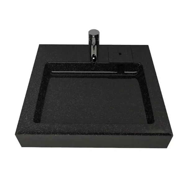 Раковина над стиральной машиной с кронштейнами Stella Polar Солярис SP-00001341 60x60 черный металлик фото