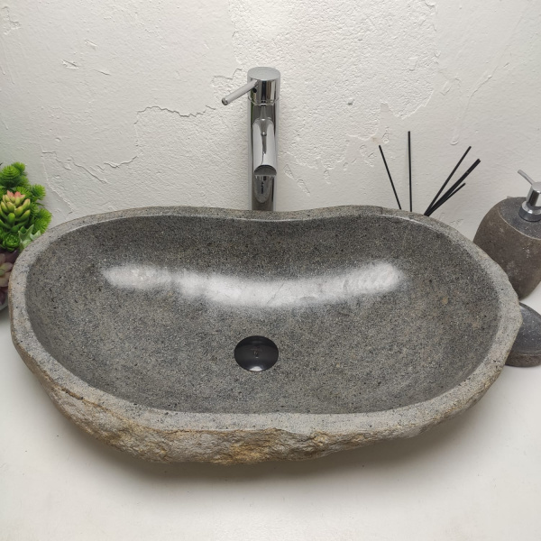 Накладная раковина из речного камня RS01327 (70*41*15) фото