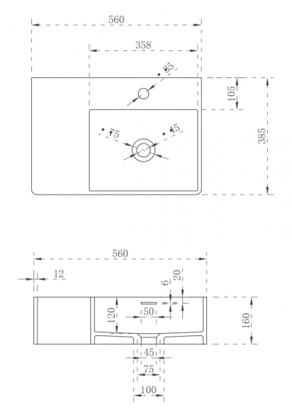 Накладная раковина Abber Stein AS2644 R 56x38 белая матовая фото