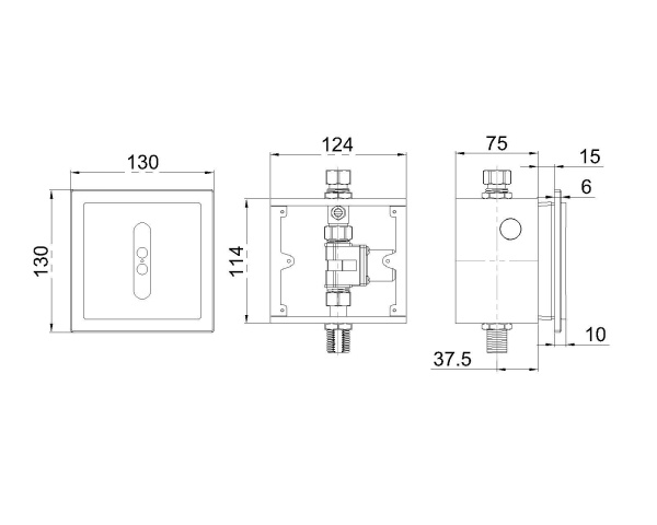 Смывное устройство для писсуаров PHOTOCELL внутреннего монтажа SantiLine SL-6021 фото
