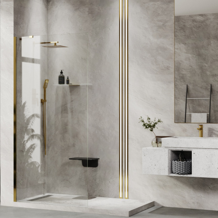 Душевая перегородка WasserKRAFT Aisch 55W39 90 см матовое золото фото