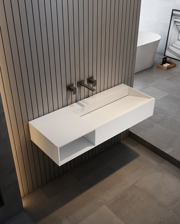 Раковина подвесная Abber Stein AS2640-1.0 L 100x46 белая матовая фото