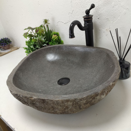 Накладная раковина из речного камня RS01470 (56*46*15) 50F фото