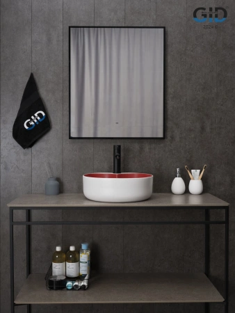 Накладная раковина GID N9013LS 52237 40x40 красная матовая / белый графит фото