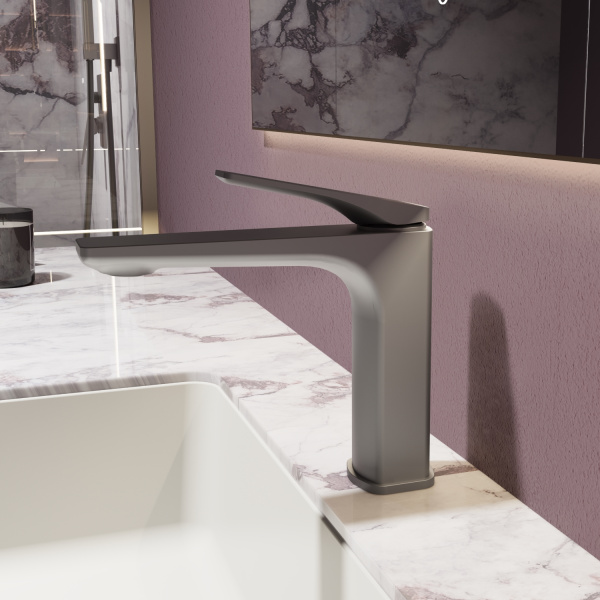 Смеситель для раковины Vincea Puro VBF-5P01GM вороненая сталь фото