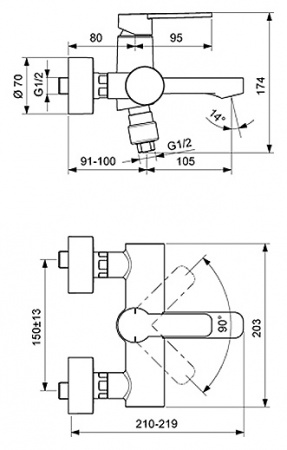 Смеситель для ванны с душем Ideal Standard IdealSmart B0462AA фото