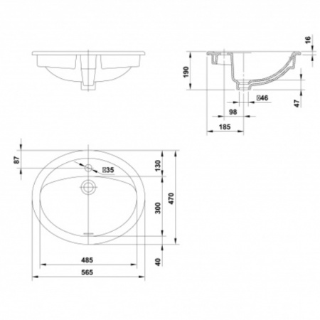 Раковина встраиваемая Gala Nila 17060 56,5 см фото