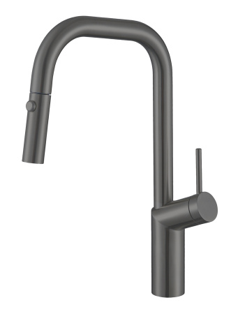 Смеситель для кухни с выдвижным изливом Vincea VKF-107GM вороненая сталь фото