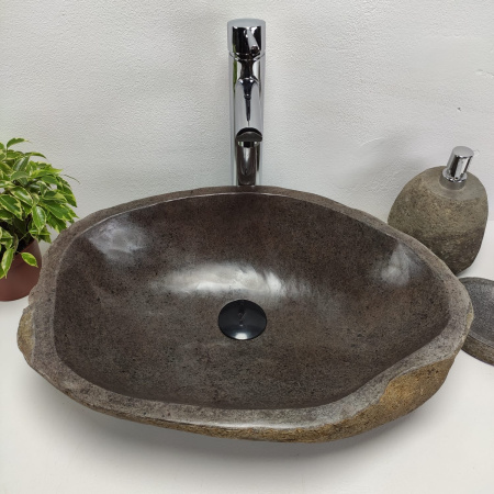 Накладная раковина из речного камня RS0900 (53*37*15) фото