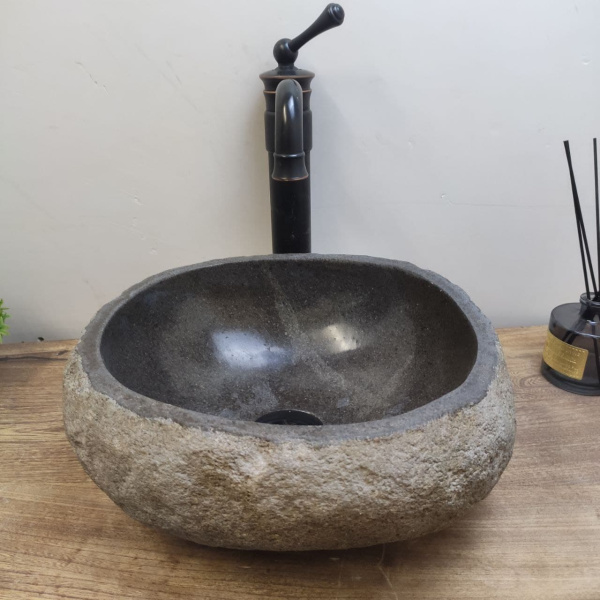 Накладная раковина из речного камня RS01148 (33*34*15) фото