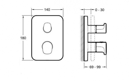 Термостатический смеситель для душа Jacob Delafon Hybrid E75389-CP фото