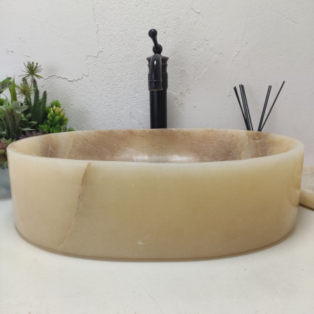 Накладная раковина из оникса Oval Yellow OY-01587 (53*38*15) фото