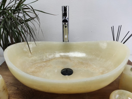 Накладная раковина из оникса Oval Yellow OO-01065 (55*38*19) фото