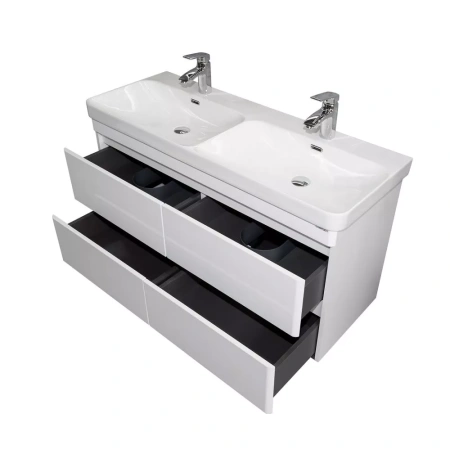 Тумба с двойной раковиной Comforty Енисей-120 00-00022406CF белый глянец фото
