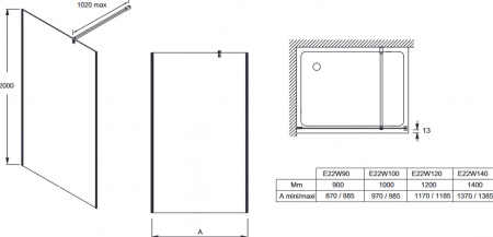 Душевая перегородка Jacob Delafon Contra E22W140-GA 140 см фото