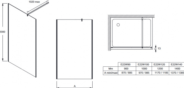 Душевая перегородка Jacob Delafon Contra E22W140-GA 140 см фото