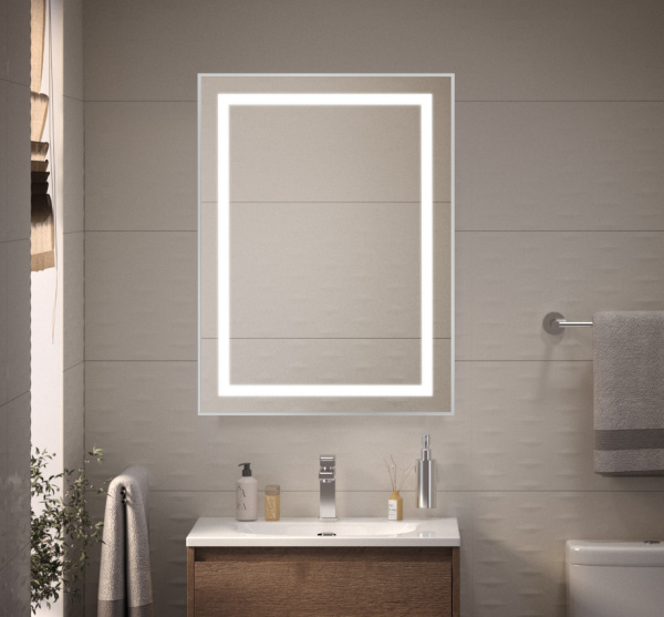 Зеркало с подсветкой и сенсорным выключателем BelBagno SPC-KRAFT-600-800-SENS-AL 60x80 сатин фото