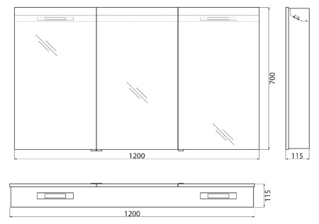 Зеркало-шкаф BelBagno SPC-3A-DL-BL-1200 120 см фото