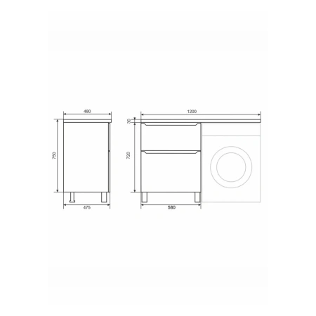 Тумба под стиральную машину Uperwood Tanos 120 TTanosVMF60B2 черная матовая фото