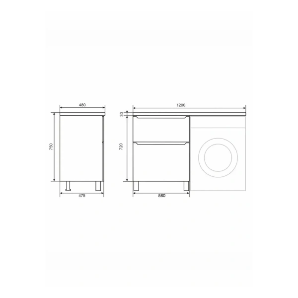 Тумба под стиральную машину Uperwood Tanos 120 TTanosVMF60B2 черная матовая фото