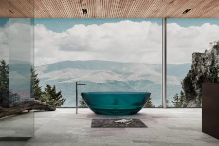 Ванна из полиэфирной смолы Abber Kristall AT9702Aquamarin 185x80 бирюзовая фото