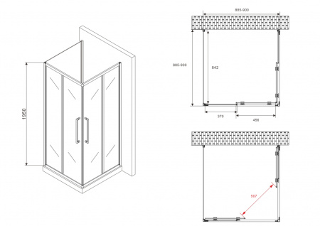 Душевой уголок ABBER Schwarzer Diamant AG02090BH-S90B 90x90 фото