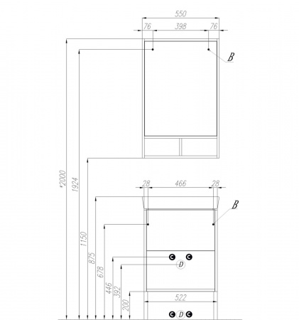 Зеркало-шкаф Акватон Йорк 55 1A173202YOAV0 белый/ясень фабрик фото