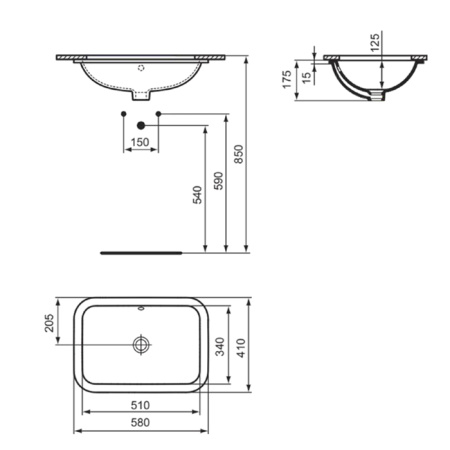 Встраиваемая раковина снизу Ideal Standard Connect E506101 58x41 фото