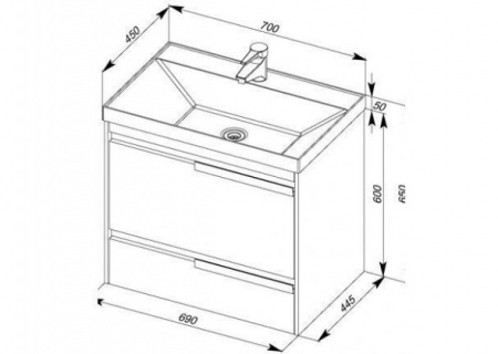 Тумба с раковиной Aquanet Тиволи 70 00212921 фото