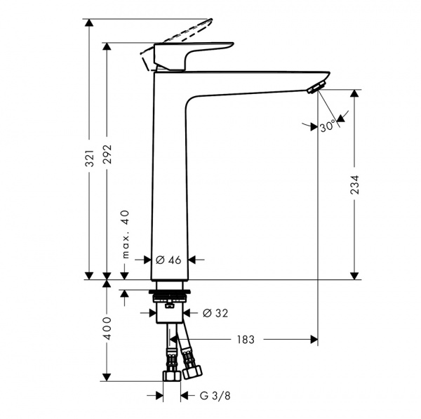 Высокий смеситель для раковины Hansgrohe Talis E 240 71717700 фото