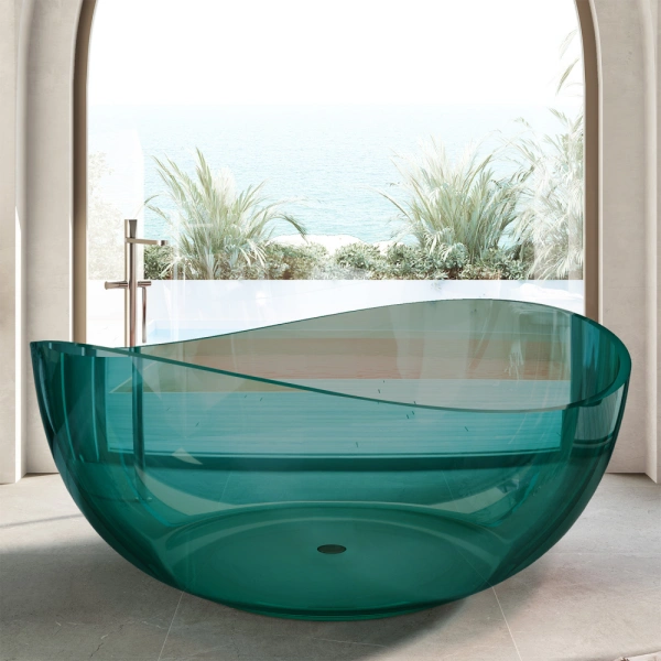 Круглая ванна из полиэфирной смолы Abber Kristall AT9705Aquamarin 150x150 бирюзовая фото