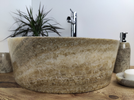 Накладная раковина из оникса Indo Drum Sunset Medium DO-00200 фото