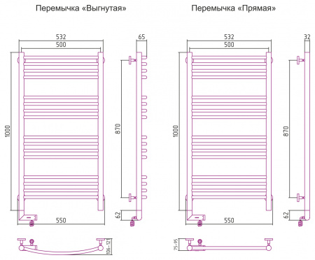 Полотенцесушитель электрический Сунержа Богема 2.0 100х50 с блоком управления справа 03-5205-1050 фото