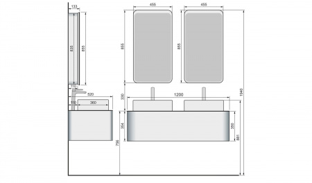 Тумба под раковину Raval Pure 120 Pur.01.120/P/W фото