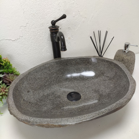 Накладная раковина из речного камня RS01480 (53*44*15) B4 фото