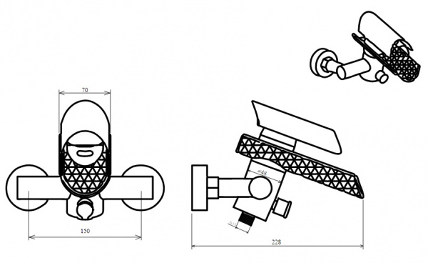 Смеситель для ванны с душем Boheme Hypnose 233-G фото