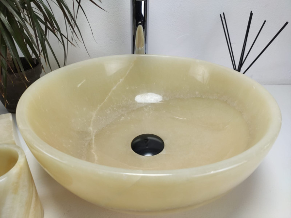 Накладная раковина из оникса Bowl Yellow Small BO-00906 (40*40*15) фото