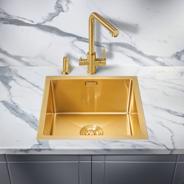 Мойка для кухни из нержавеющей стали Milacio Denia 44 Steel MC.77438 44x44 брашированное золото  фото