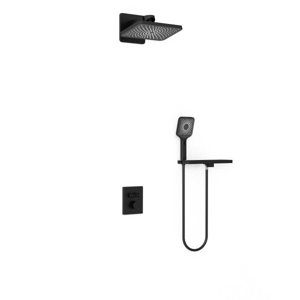 Душевая система скрытого монтажа с термостатом Vincea Inspire VSFW-3I21MT4RMB черная матовая фото