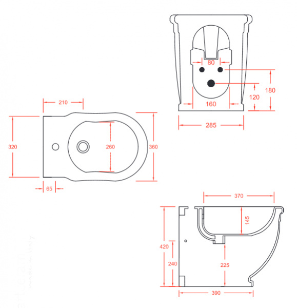 Биде напольное Artceram Hermitage HEB001 03 00 nero lucido фото