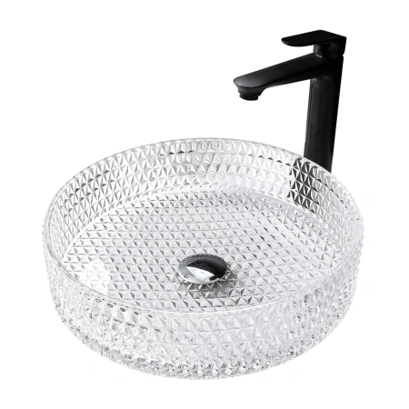 Накладная раковина стеклянная Abber Glas AK2301 39x39 прозрачная фото