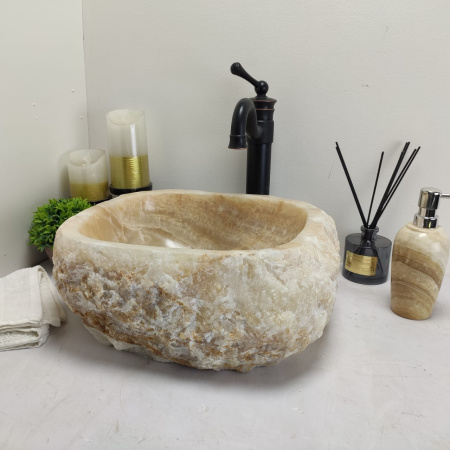 Накладная раковина из оникса Erozy Yellow EO-00493 (39*34*15см) фото