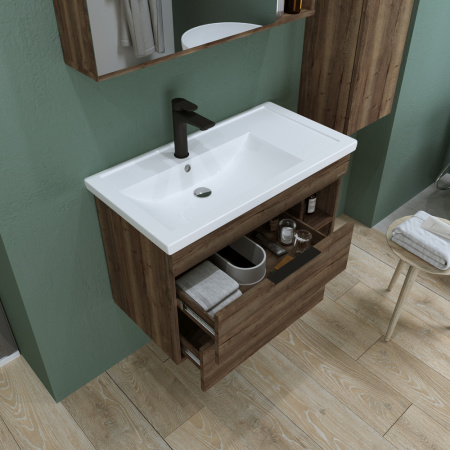 Тумба под раковину Grossman Форта 80 1080042 темный дуб галифакс фото